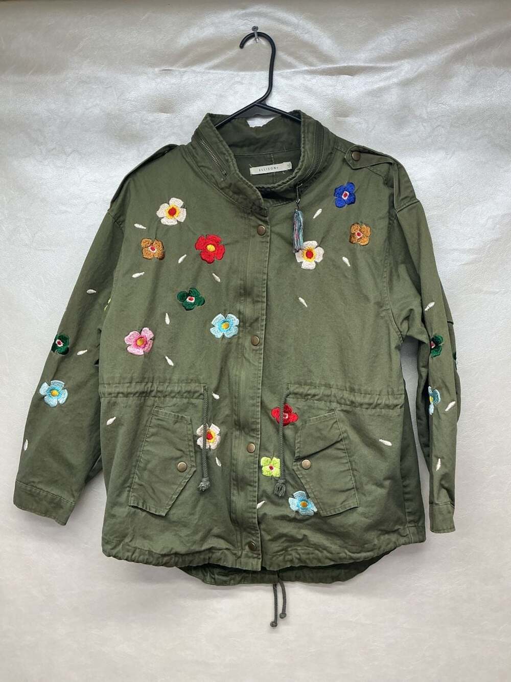 Ellison Floral Embroidered Military Utility Jacket